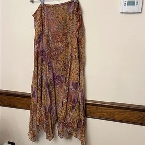 Lauren Ralph Lauren Asymmetrical Floral Maxi Skirt in camel and cinnamon